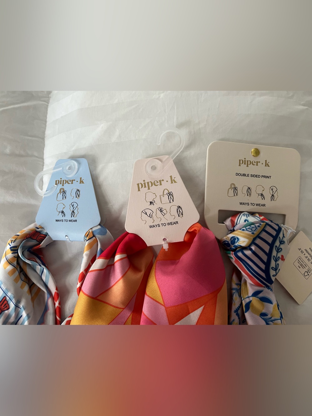 3 piper•k new Printed Scarves - set of 3 - Picture 8 of 10